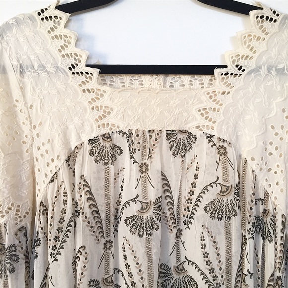 Anthropologie Floreat Cantata Eyelet Peasant Top - Picture 4 of 7